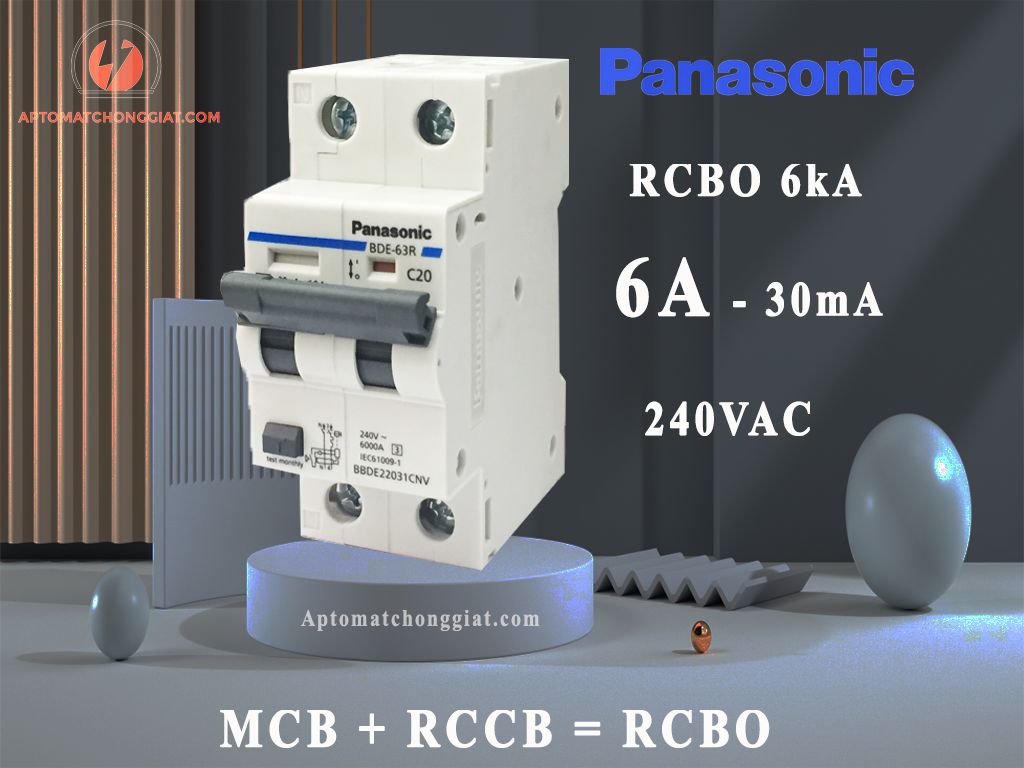 RCBO-PANASONIC-1P+N-BBDE20631CNV-6A-30mA-6kA